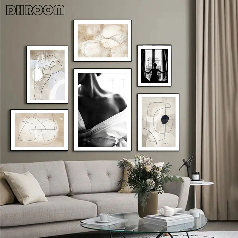 Modern Abstract Canvas Paintings on The Wall Posters and Prints Lines Fashion Woman Picture Aesthetic Room Decor Home Wall Art