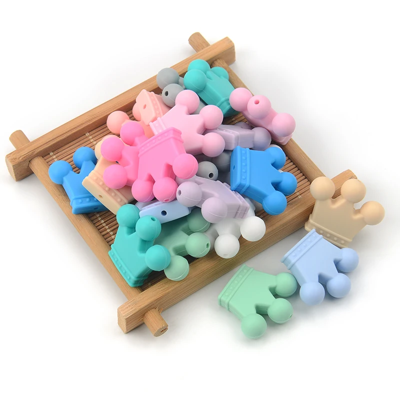 HEIßER VERKAUF 10 teile/los Silikon Krone Perlen BPA FREI Silikon Zahnen Perlen Baby Kauen Zahnen Halskette DIY Schnuller Clips Zubehör – Detail 14