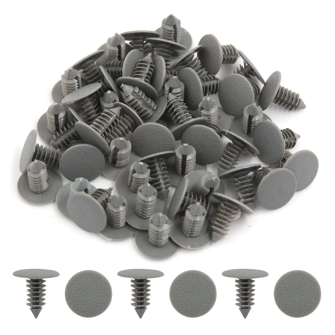 Uxcell 50 Pcs Gray Plastic Door Fender Bumper Push Rivets Clip 9mm for Auto Car