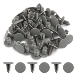 Uxcell 50 Pcs Gray Plastic Door Fender Bumper Push Rivets Clip 9mm for Auto Car