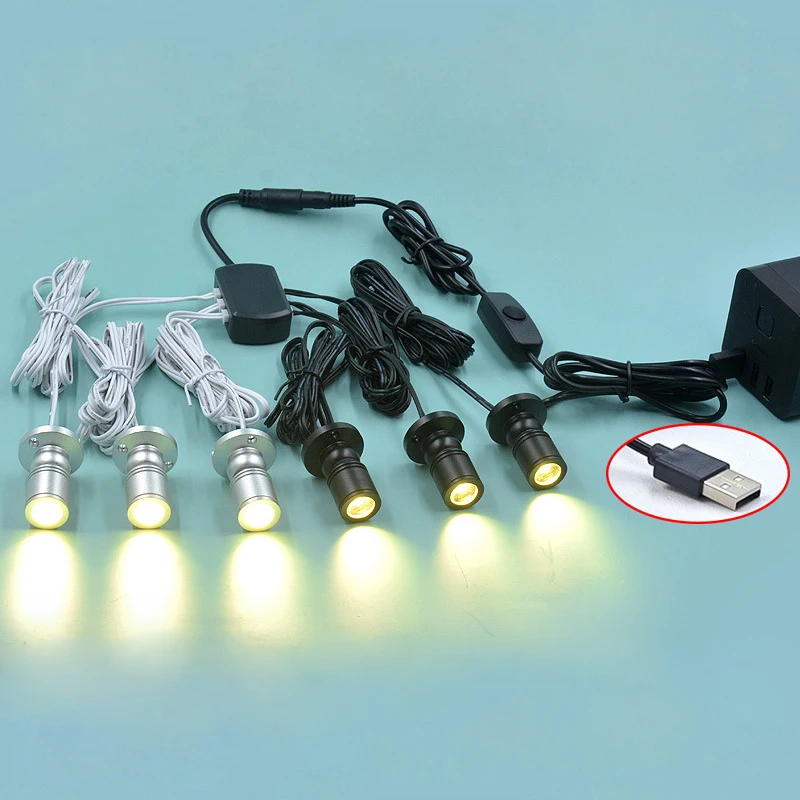 Dimmable 5V USB Cabinet Counter Spotlight Kit Sseries 1 to 1 - 10 LED Lamps