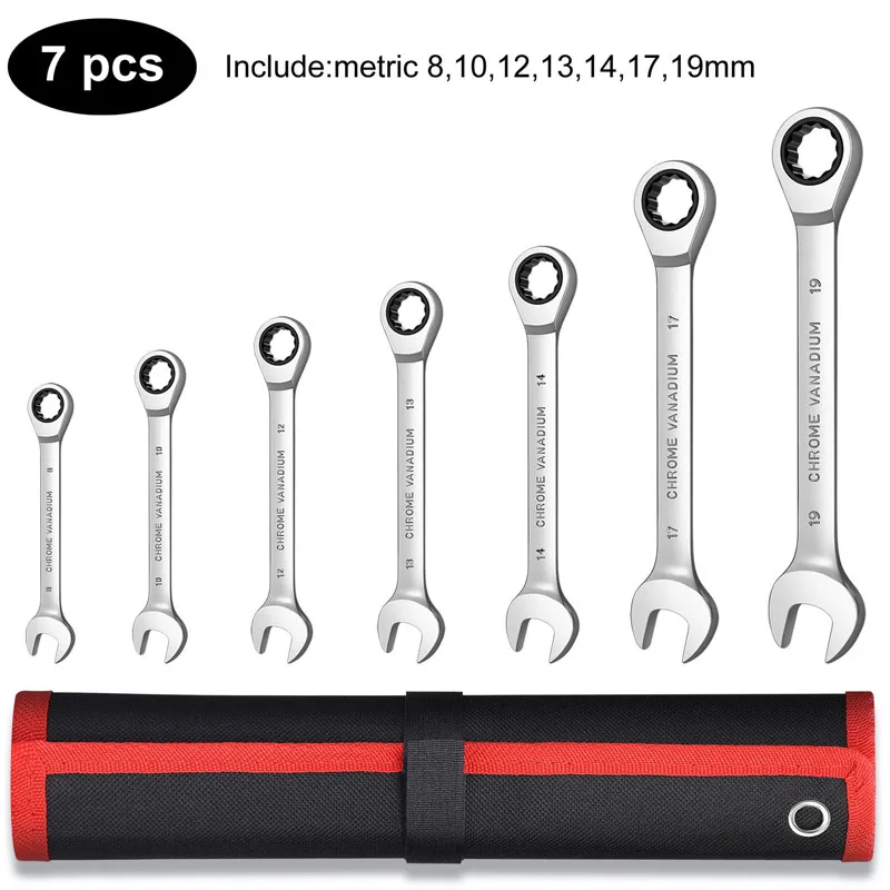 Sleutel Ratelsleutel Set 72 Tand Gear Ring Koppel Dopsleutel Set Metrische Combinatie Ratelsleutels Set Auto Reparatie Tools - afbeelding 1