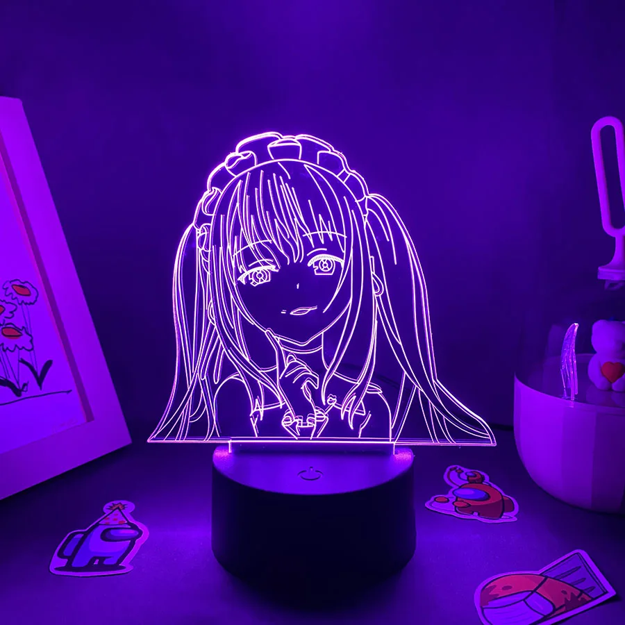 Anime Date A Live Origami Tobiichi 3D LED Neon Night Lights Birthday Gift for Friend Otaku Bedroom Table Decor Manga Lava Lamp