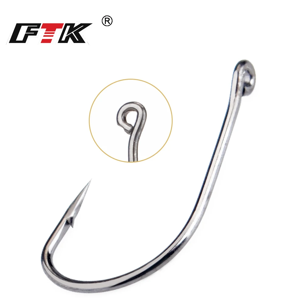 

FTK High Carbon Stainless Steel Barbed 3#-12# Carp Fishing Hooks Chemically Sharpened Pack Fishing Hook Tackle