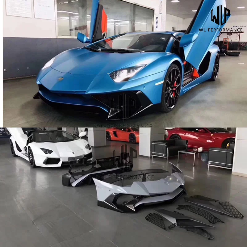 

Lp700 к Lp750 передний бампер из стекловолокна, задний бампер, задний спойлер для Lamborghini Aventador Lp750-4 Superveloce, Стайлинг автомобиля 11-15