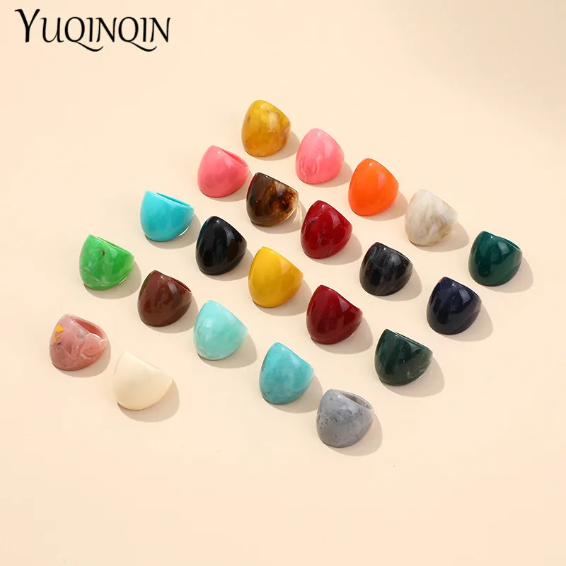 New Trendy Resin Fashion Punk Big Rings for Women Design Acrylic Irregular Colorful Vintage Finger Ring for Girls Party Jewelry