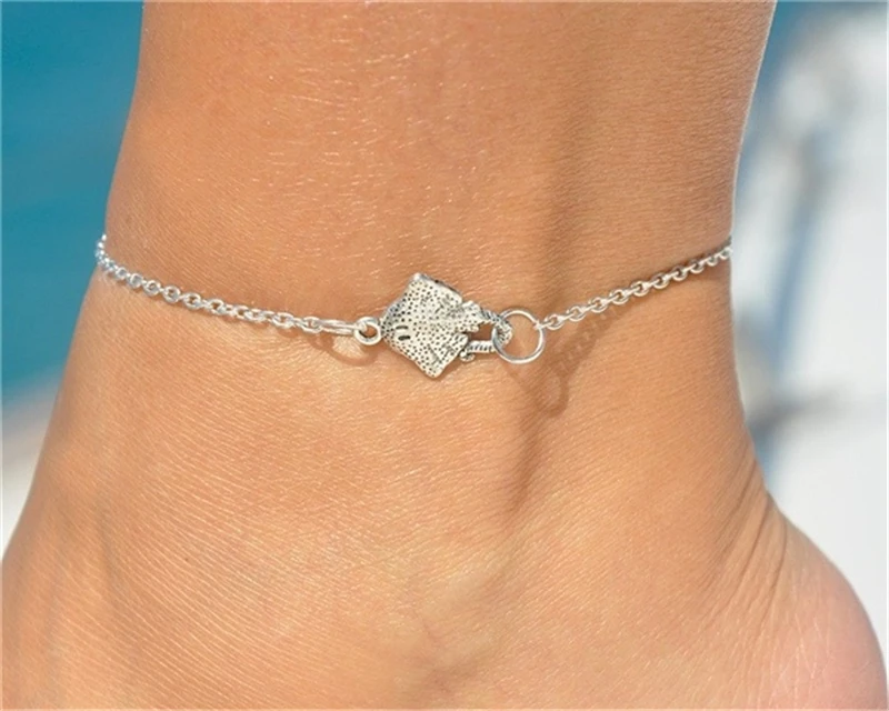 Silver Color Stingray Foot Bracelet Ankle Bracelet Stingray Anklet Stingray Gift Jewelry Girlfriend Gift Beach Accessories