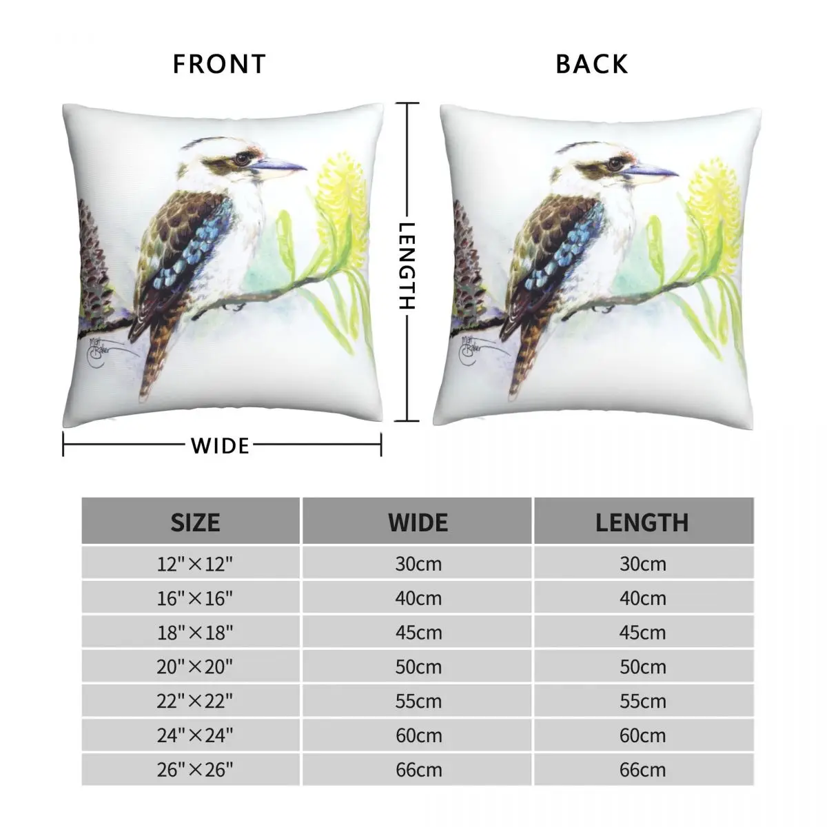 The Contented Kookaburra Square Pillowcase Polyester Linen Velvet Creative Zip Decor Room Cushion Case 18