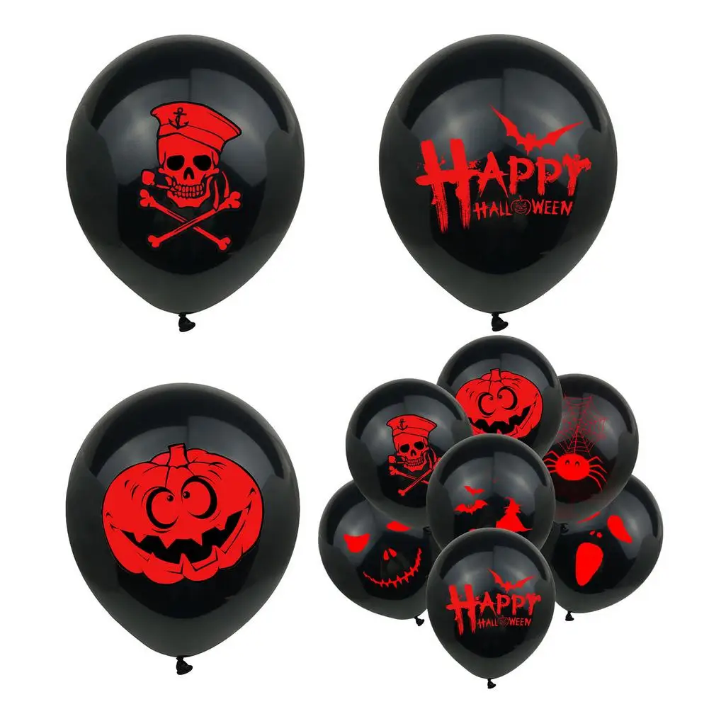 10pcs 12 Inch Halloween Latex Balloons Witch Balloon Black Balloons Halloween Party Balloons Random Style