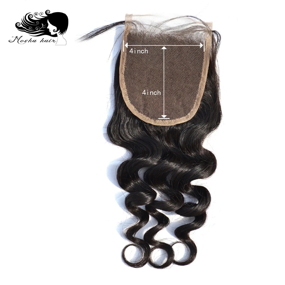 

Mocha Hair Lace Closure 4"X 4" Free Part 100% Human Hair Brazilian Remy Hair Loose Wave