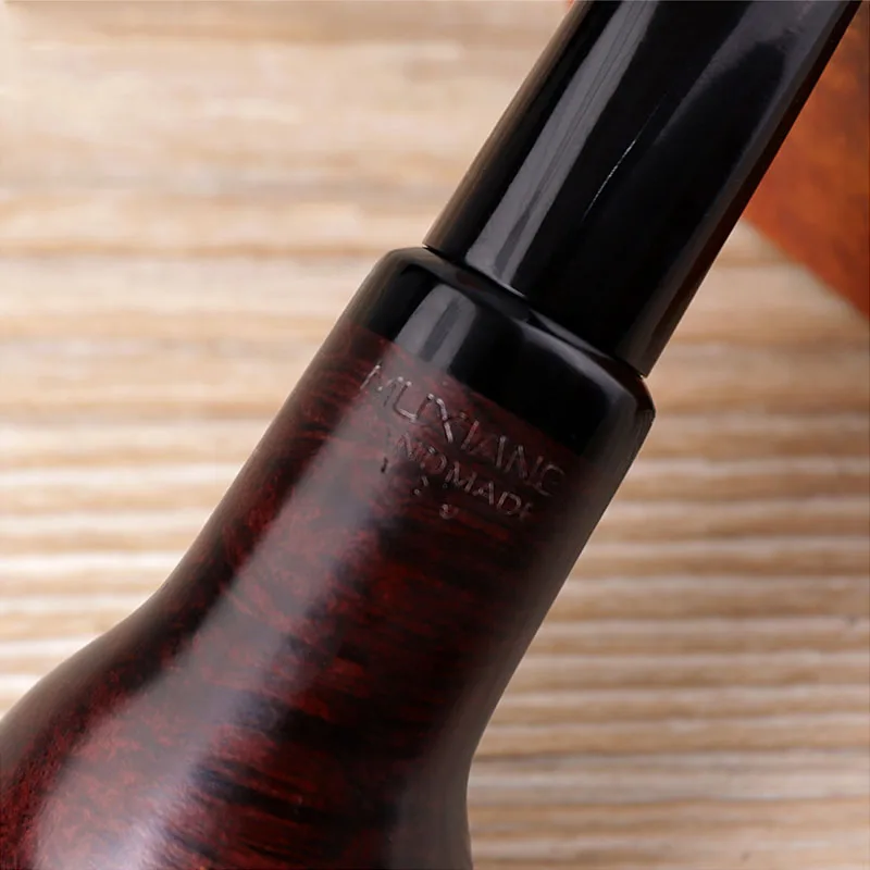 RU-Handmade Briar Wooden Tobacco Pipe, Short Straight Acrylic Mouthpiece, Smoke Fit for 9mm Filters, 10 Cleaning Tools, aa0107s