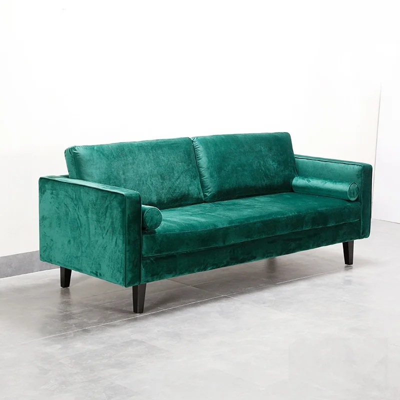 U-BEST Mid Century Modern Furniture Sleeper Couch Royal Green Velvet I Shaped Leisure Modern Sofa