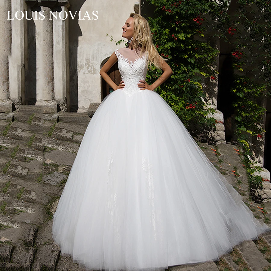 

Louis Novias High Quality Graceful Light Wedding Dress Slim Empire Ball Gown Sleeveless Illusion Chiffon with Embroidery