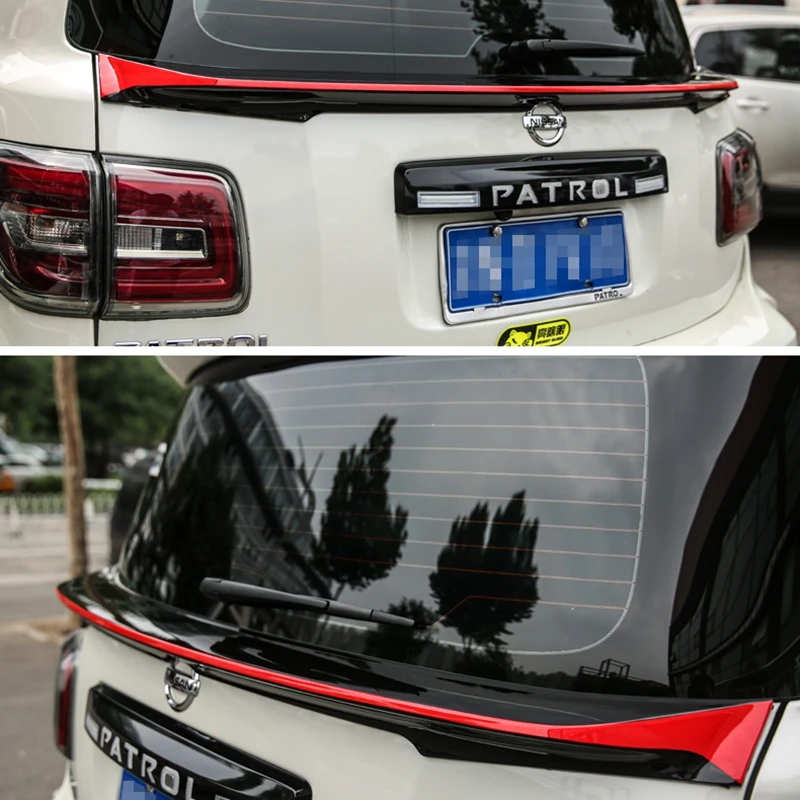 

ABS Plastic White Black Color Rear Trunk Boot Wing Spoiler Car Accessories 1Pcs For Nissan PATROL Y62 2011-2018