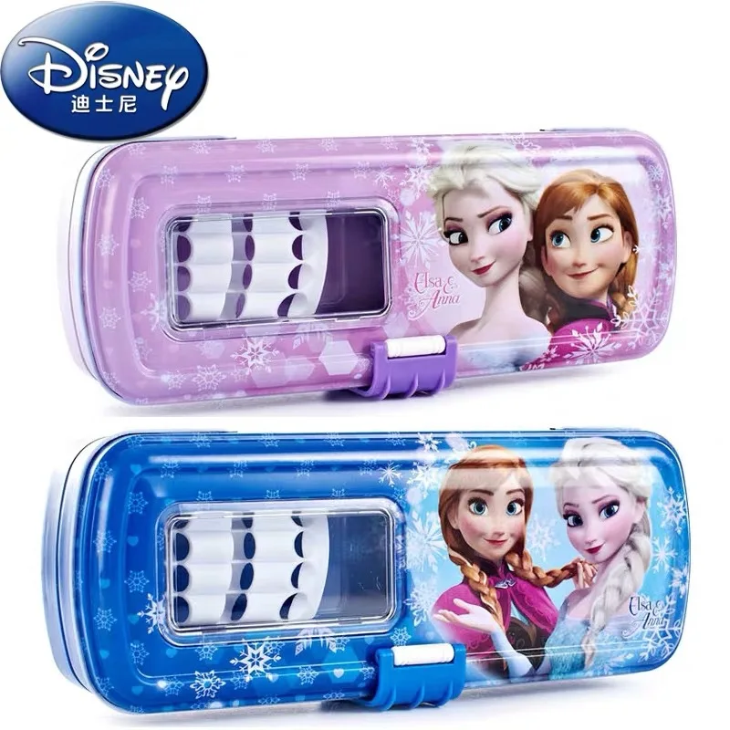 

Disney stationery box cute Frozen large three-layer pencil case with lock multifunctional pencil case learning gift