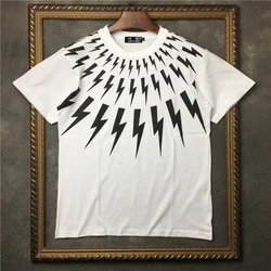 PPFRIEND Summer New Unisex T-Shirt Men Women 100% Cotton  Striped lightning print Casual T shirt High Quality Male Tee PP19011