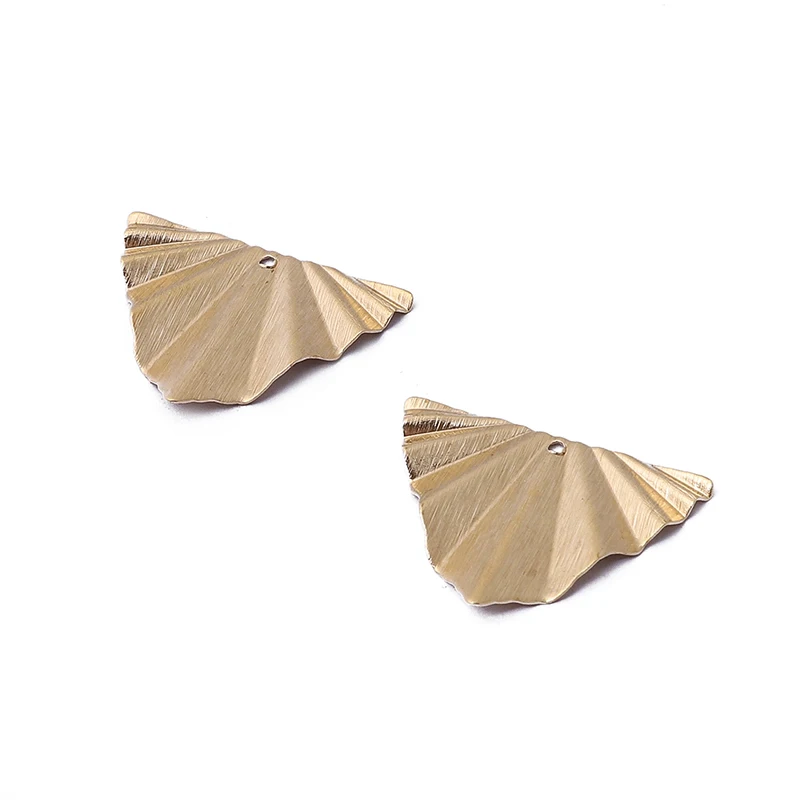 10Pcs Raw Brass Pleat Triangle Geometric Wrinkled Charms Pendant For DIY Drop Earring Jewelry Making Finding