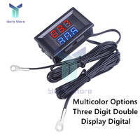 DC 4-28V LED Double Display Digital Thermometer On Board Thermometer NTC Metal Waterproof Probe Temperature Sensor High Accuracy