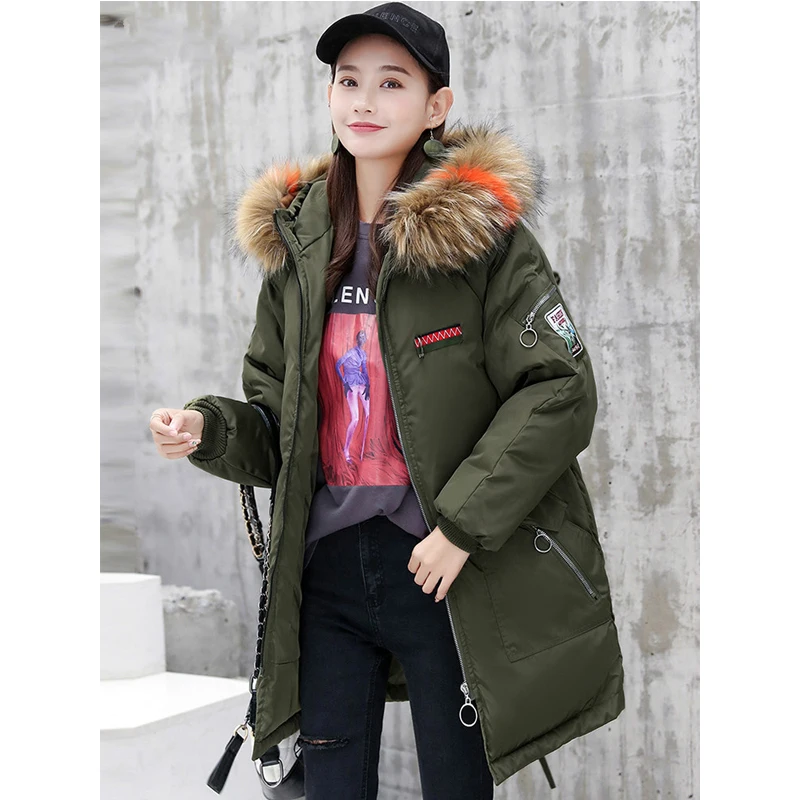 

Women's Down Cotton Coat Female Jacket Korean Warm Parka Winter Coat Women Clothes 2020 Big Fur Collar Tops Parkas ZT4205