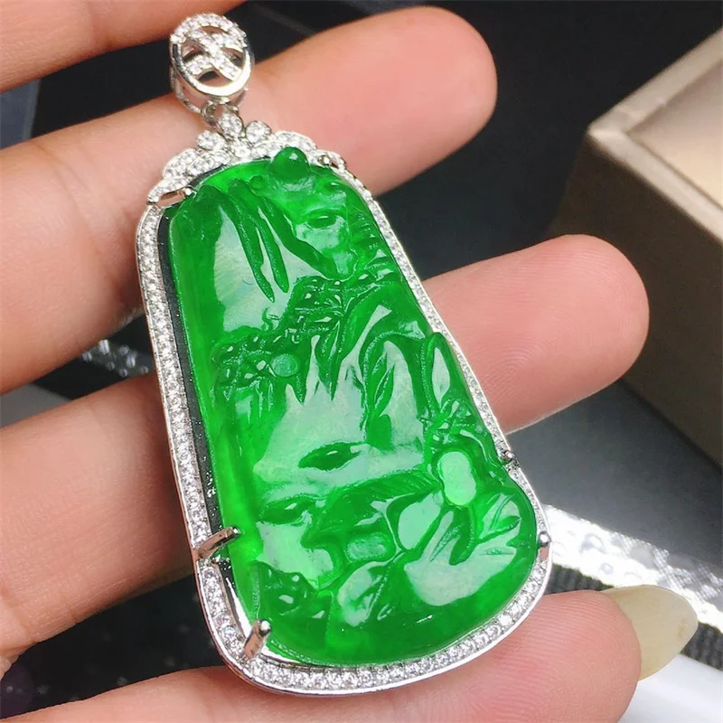 

Hot Selling Natural Hand-carve Jade Landscape Brand Necklace Pendant Fashion Jewelry Accessories Men Women Luck Gifts1