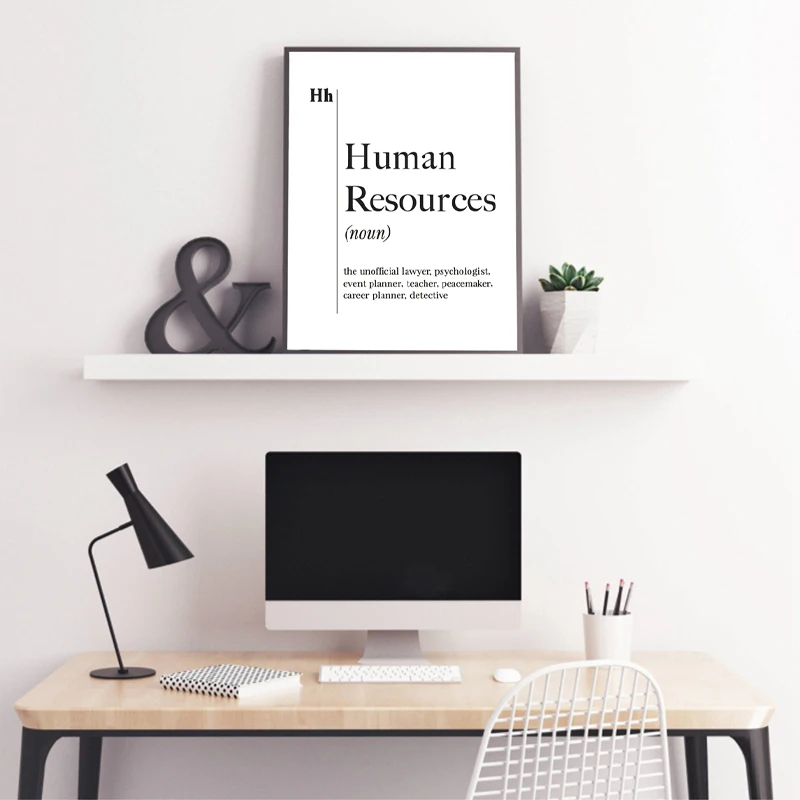 تعريف الموارد البشرية طباعة HR مكتب ديكور مسدس زميل العمل وظيفة جديدة هدية ملصق جدار الفن قماش اللوحة الاسكندنافية