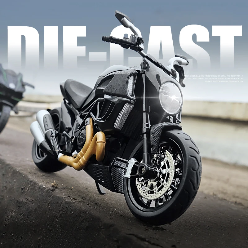 

Коллекционные модели автомобилей из углеродного волокна в масштабе 1:12 Ducati Diavel, цвет красный, брикет, хобби, подарок для детей на день рождения