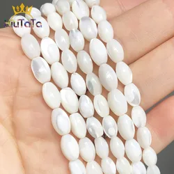 Natural Rice Shaped White Mother Of Pearl Mop Beads Shell Loose Beads For Jewelry Making DIY Bracelet Ear Studs Accessories 15''