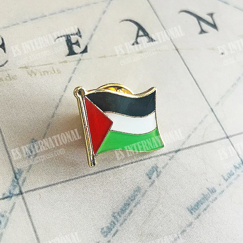 Palestine National Flag Lapel Pins Crystal Epoxy Metal Enamel Badge Paint Brooch Souvenir Suit Personality Commemorative  Gifts