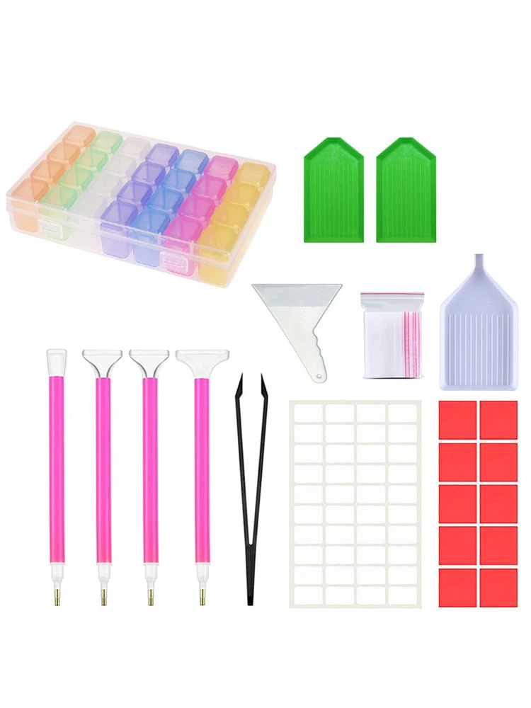 28 Grids 5D DIY Diamond Painting Box With 30Pcs Tools Kits Organizer Case Diamond Embroidery Accessories Storage Containers