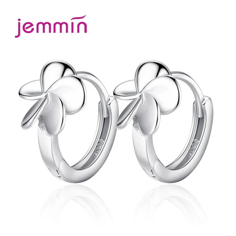 

New Korean Trend Women 925 Sterling Silver Piercing Hoop Earrings Popular Five Leaf Flower Fine Jewelry Wedding Gift