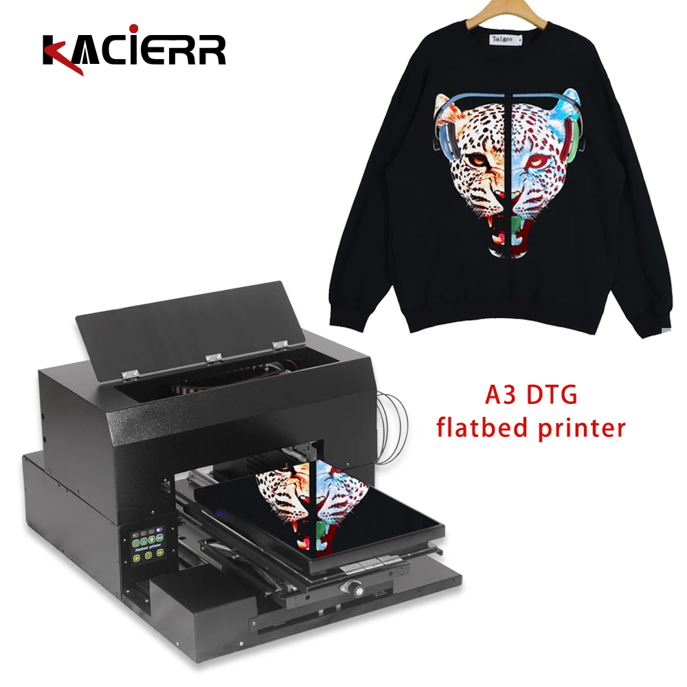 DTG flatbed garment printing machine with coloring and long lasting LED cooling for adult and children T-shirt logo printing