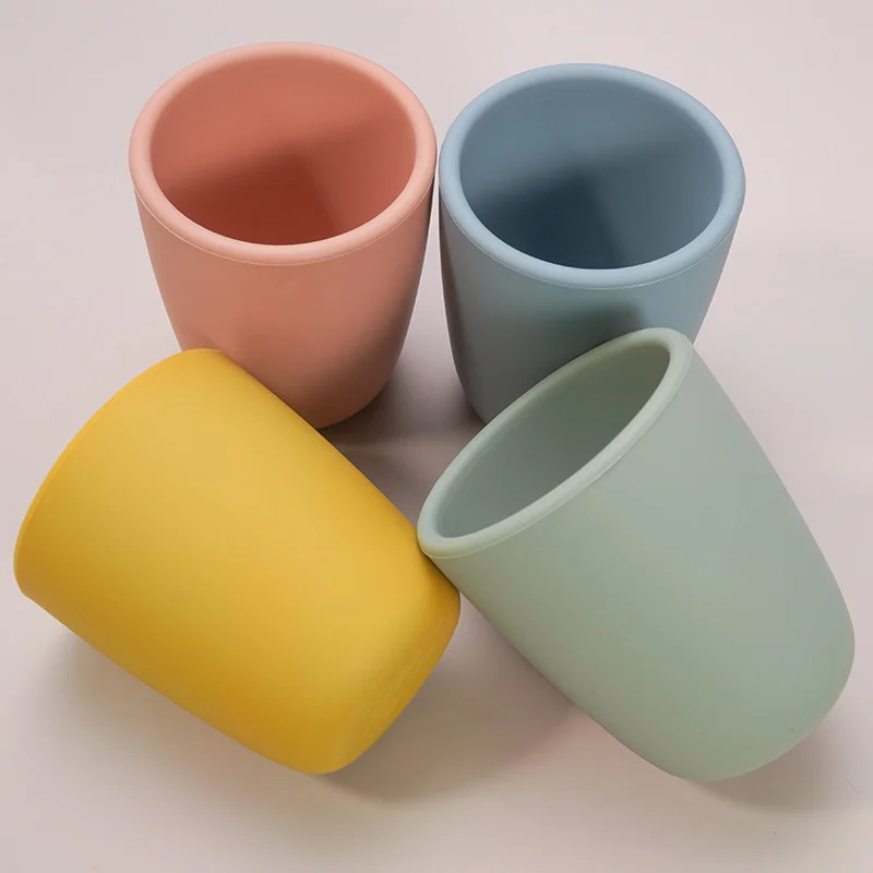 Portátil Silicone Alimentação Handcup para Crianças, Cor sólida, Baby Water Cup, Food Grade, Infantil Snack Cup