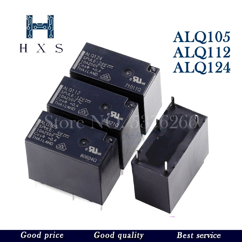 5PCS Relay ALQ105 ALQ112 ALQ124 JQ1P-5V-F JQ1P-12V-F JQ1P-24V-F 10A 5PIN Relay