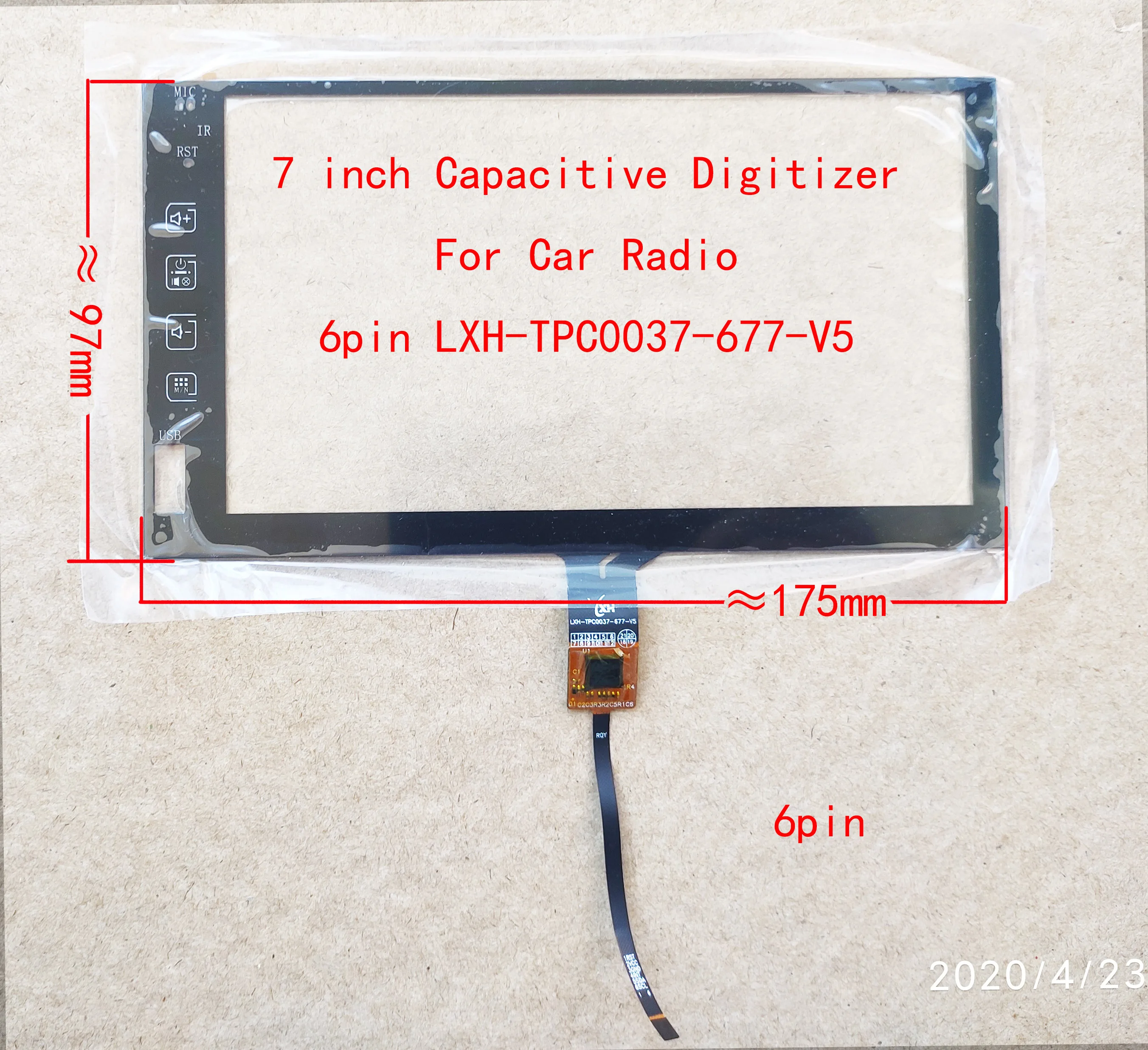 

7 inch Car Radio Capacitive Touch Screen Sensor Digitizer GT911/615 6pin 175*97mm LXH-TPC0037-677-V5