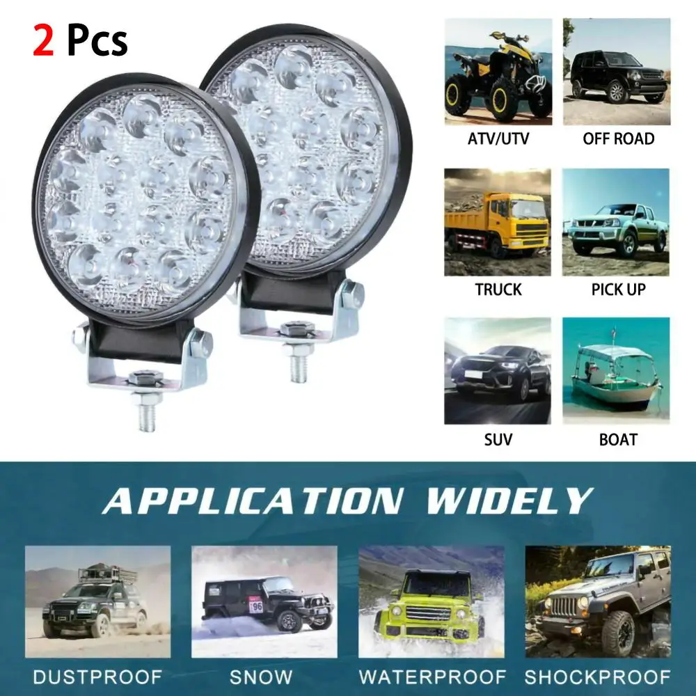 Hot Sale 2PCS Round 140W LED Work Light Spot Lamp Offroad Truck Tractor Boat SUV UTE 12/24V lamp light bulbs Wholesale CSV