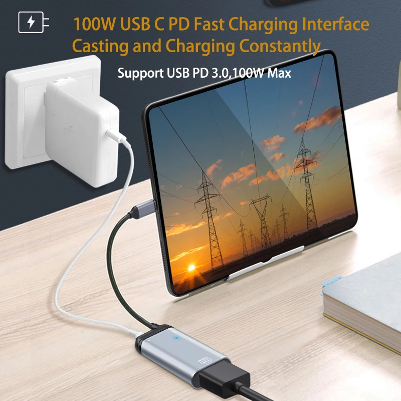 Mini adaptador dp rj45 4k 60hz tipo-c conversor de vídeo com pd 100w para hdmi-compatível vga dp para macbook air pro switch