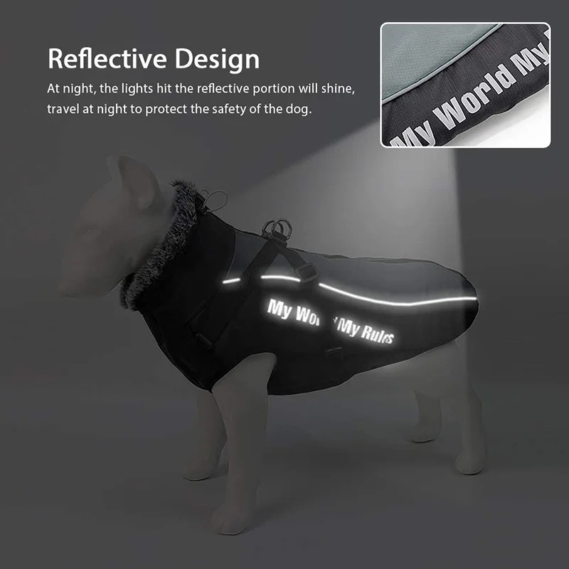 Benpaw roupa de inverno para cachorro, jaqueta para animal de estimação, quente, felpuda, à prova d'água, roupa reflexiva para cães de médio e grande porte