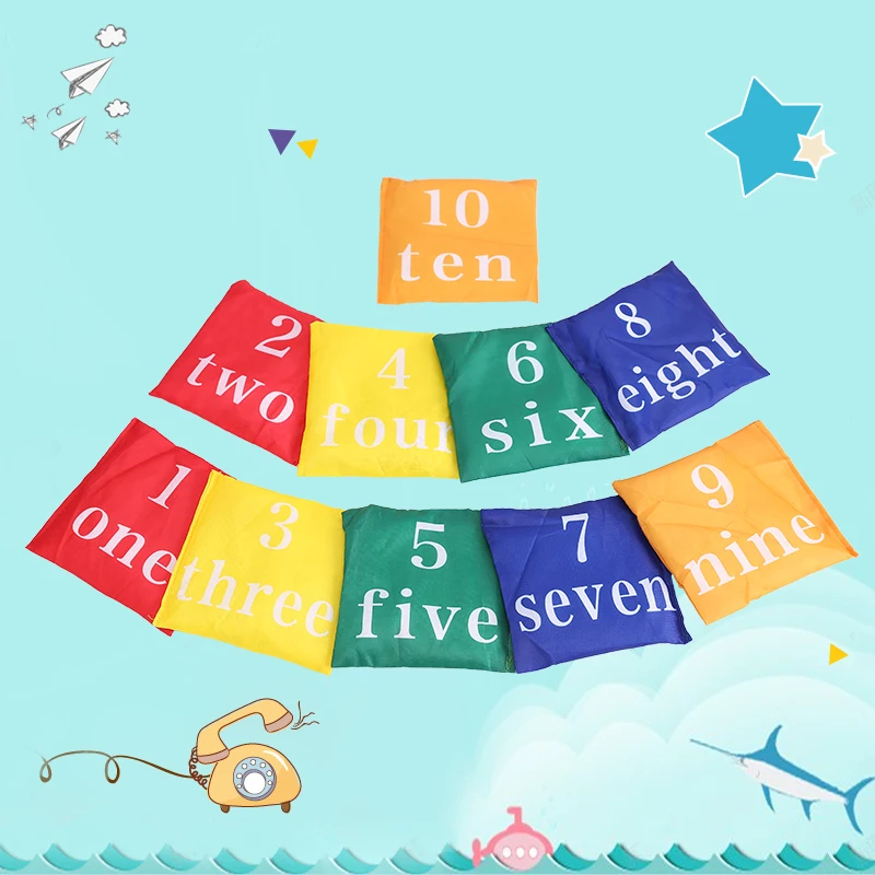 Saco de areia venda quente de alta qualidade crianças jogar sacos de areia do jardim de infância sacos de feijão de letras quadradas redondas com o digital