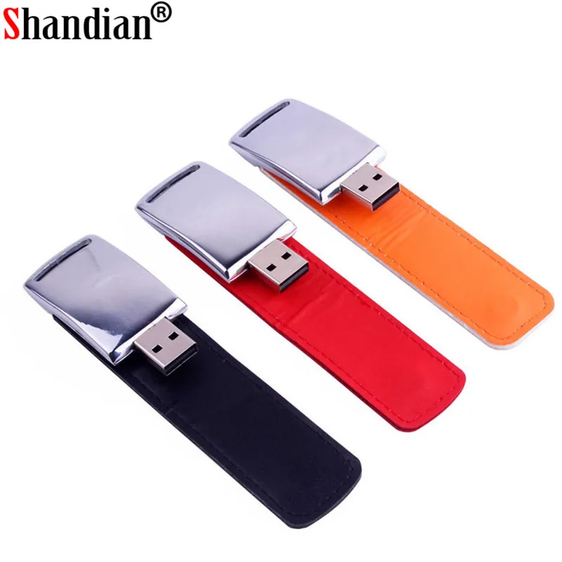 SHANDIAN creative Shell leather wrist USB+box 4GB 8GB 16GB 32GB 64GB keychain Pendrive 64GB flash Memory stick Pen Drive