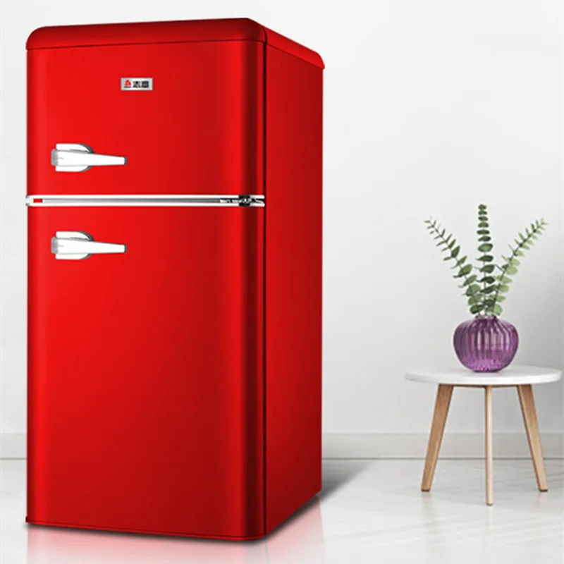 220V 118L Retro Refrigerator Small Household Double Door Refrigerator Fridge Small Refrigerator small fridge for room