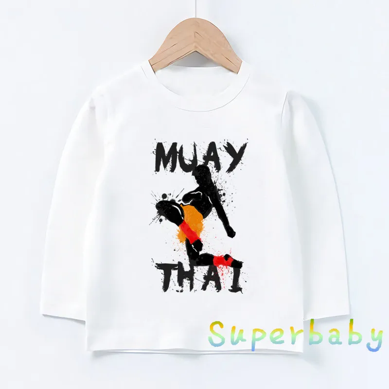 Ultimate Fighting Muay Thai Hardcore Fight Print Kids T-Shirts Casual Boys Clothes Baby Girls Long Sleeve T shirt Children Tops