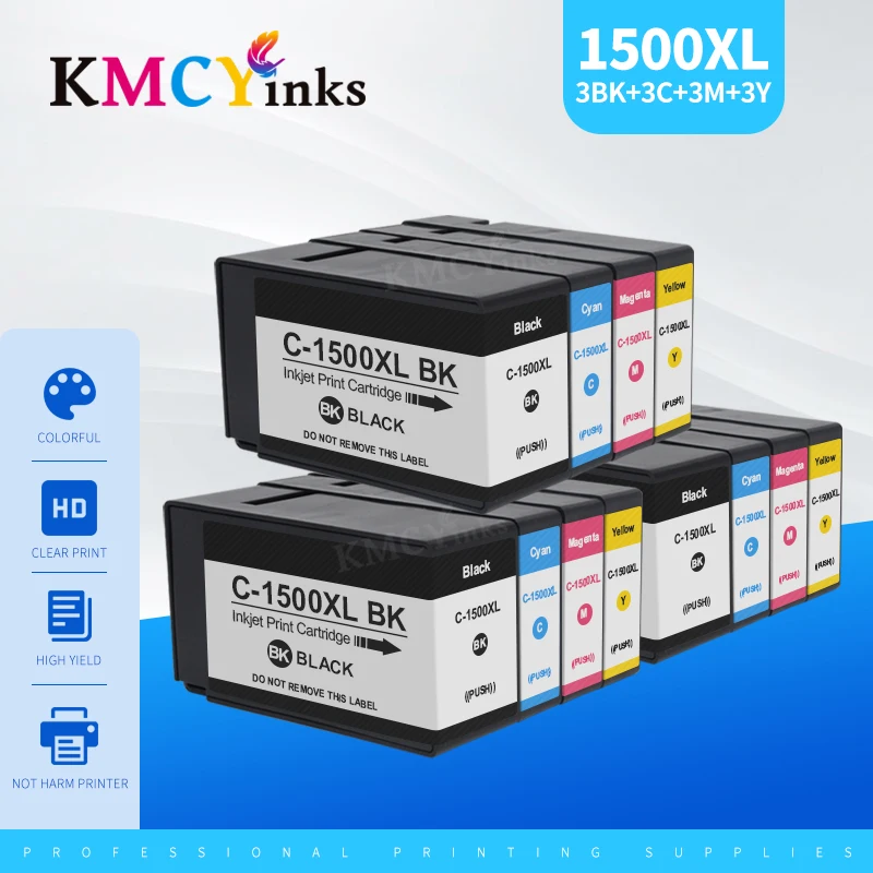 

KMCYinks Compatible Set cartridges Full Ink for Canon pgi 1500 PGI-1500XL PGI1500 for MAXIFY MB2050 MB2000 MB2300 MB2350 Printer