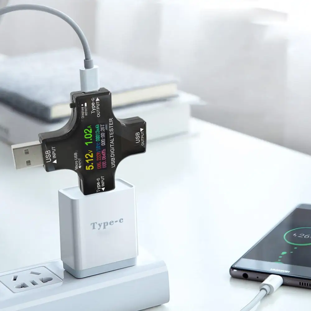 Pd USB Tipe C Digital Tester DC Voltmeter Digital Tegangan Meter Amp Pengukur Amper Detector QC3.0 Power Bank Charger Indikator