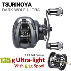 TSURINOYA-Moulinet baitcasting ultraléger, bobine de pêche pour moulinet Shad, 6.1g, 135g, Dark Wolf 50S, 7.1:1