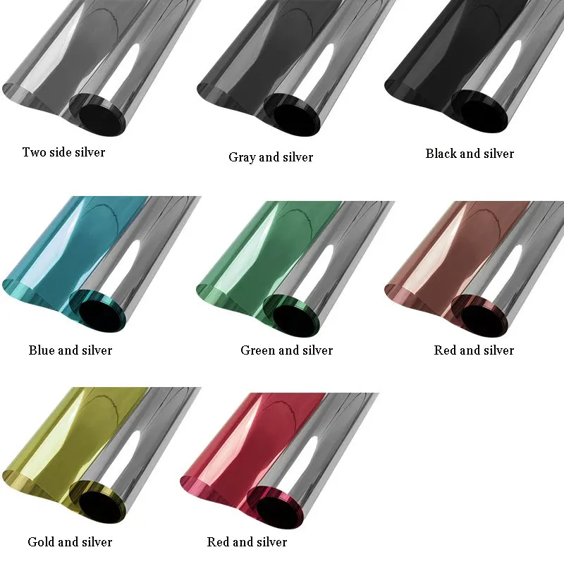 Purple Silver Insulation Window Film, Solar Reflective, One Way Mirror Color, Sticker for Home and Office Decor, Length 200cm