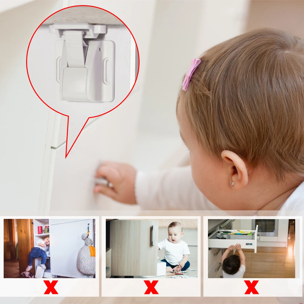 EUDEMON 8pcs Magnetic Child Lock Baby Safety Cabinet Drawer Door Lock Children Protection Invisible Lock Kids Security