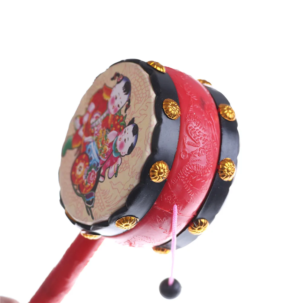 Jouets traditionnels de Style chinois, 1 pièce, hochet en plastique, tambour à granulés, dessin animé, Instrument de musique, cadeau pour enfants, haute qualité