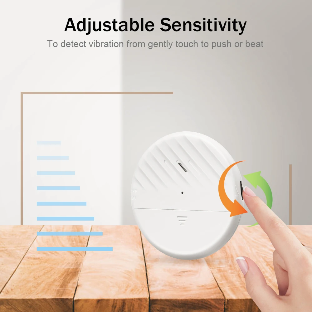 Awapow Wireless Window Door Vibration Sensor 125dB Glass Break Vibration Burglar Sensor Alarm Home Safety Alarm Detector System