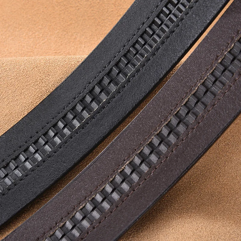 Hochwertiger PU-Ledergürtel für Herren, automatischer Schnallengürtel ohne Schnalle, modischer PU-Ledergürtel für Männer, keine Schnalle, 3,5 cm – Detail 6