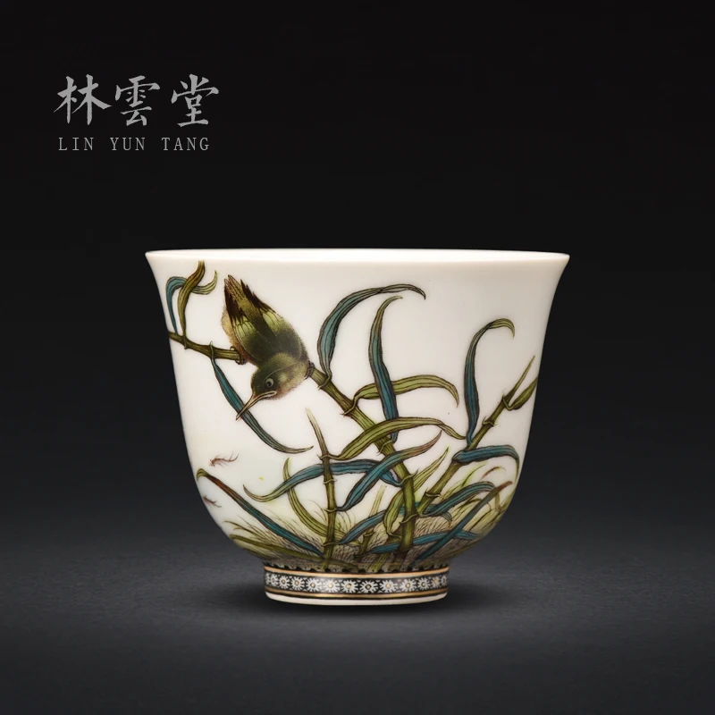 Lin Yuntang master cup single cup ChanCui kung fu tea cups jingdezhen high-grade powder enamel cup sample tea cup